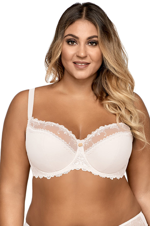 Ava 1030 underwired half padded full cup bra not separable regulated straps, White